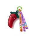 Cute red chili leather keychain with colorful braided ropes and alphabet beads accessory - Chili
