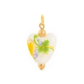 Heart-shaped ceramic pendant with colorful floral patterns and golden accents - Heart Floral Ceramic-look Pendant (Pendant Only (Without Chain))
