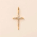 Detailed 18K gold-plated cross pendant with shimmering pavé zircon stones - Pendant Only (Without Chain)