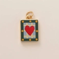 Rectangle heart pendant with blue yellow grid pattern and golden loop for jewelry making - Rectangular Heart Plaid Style (MQPK254807S)