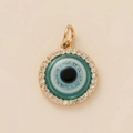 Minimalistische boze oog hanger in gouden afwerking met sprankelende witte zirkoon - Nr. 13 Boze Oog Hanger