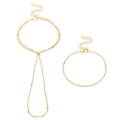 Minimalistisches goldene Kettenarmband Set mit Metallanhängern für Damen und Frauen - Metallplatten-Set (LS004-9)