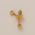 Cocktail glass gold pendant with clear zircons and spring clasp for DIY jewelry - Cocktail Glass (With Rhinestone)