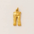 Detail of 18K gold plated pants shaped pendant with realistic texture and polished metal finish - Jeans Style / Gold