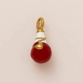 Macro detail of red and white enamel boot pendant with 18K gold vacuum plating - Light Bulb