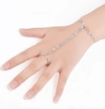 Elegantes mehrlagiges Gliederketten-Armband in Silber mit Ring und Pailletten - Kontinuierlicher Scheibenstil (LS004-5)