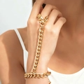 Vergoldetes Gliederketten-Handketten-Armband für Damen im modischen Gothic-Stil - Cuban Link Finger Stil (LS004-6)