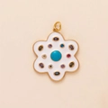 14k gold plated flower pendant with white enamel and multicolor gemstones for necklaces - Colorful Zircon Flower