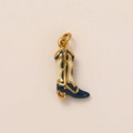 Detailed close-up of a 18K gold-plated stainless steel cowboy boot enamel pendant - Cowboy Boots Style (Pendant Only (Without Chain))