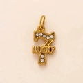 18K vergoldeter Glückszahl 7 Anhänger mit Lucky-Schriftzug und funkelnden Strasssteinen - Lucky 7 Stil / Gold