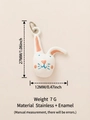 Cute bunny head charm in white enamel finish with 18K gold plated stainless steel ring - Little Rabbit Pendant