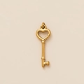 Polished 18K gold plated stainless steel heart shape key pendant for jewelry making - Heart Key