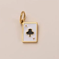Kreuz-Ass Spielkarten-Anhänger aus 18K vergoldetem Stahl mit weißem Emaille - Spielkartenform / Gold