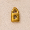 Retro style 18K gold plated stainless steel lock pendant DIY jewelry accessory in matte gold - Padlock