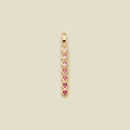 Vertical gradient pink heart pendant with seven colorful gemstones in gold setting - Pink Zirconia Long Bar Heart Pendant