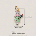 Handmade copper enamel cat pendant in green dress for DIY necklace jewelry making - Green Dress Cat Pendant Only (Without Chain)