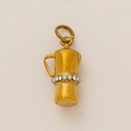 18K gold plated moka pot pendant charm with white crystals and round loop attachment - Moka Pot