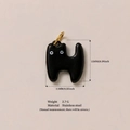 Ciondolo gatto nero in acciaio inossidabile con anello oro 18K per creazione gioielli - Pendaglio Gatto Nero