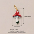 Cute red mushroom pendant with white dots in gold-plated brass and enamel finish - Mushroom Pendant Only (Without Chain)