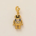 Robot pendant with purple heart and 18K gold plating for DIY jewelry making - Robot