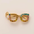 18K gold plated eyeglasses pendant with colorful rhinestones for jewelry making - Glasses