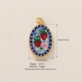 Cute strawberry flower pendant in blue and red copper finish for DIY jewelry - Strawberry