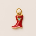 Red boot charm pendant with enamel heart detail and 18K gold-plated metal ring - Boots