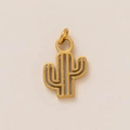 Colgante de cactus dorado hueco con acabado pulido para creación de joyas personalizadas DIY - Colgante de Cactus
