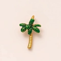 Vista detallada de un colgante de palmera dorada con esmalte verde de estilo tropical - Colgante de Palmera de Oro de Esmalte Verde
