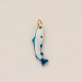 Blue and white ceramic fish pendant with 18K gold plated loop for DIY jewelry making - No.9 Blue Back Fish