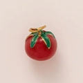 Pendentif tomate rouge réaliste en acier inoxydable plaqué or 18K avec émail coloré - Pendentif Tomate No.8