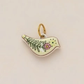 Detail of bird pendant charm with hand-painted floral patterns and 18K gold plating - Style 6 Small Bird (Pendant Only)