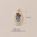 Vintage-Anhänger aus Kupfer mit Emaille-Blumendekor in Gold-Finish für DIY-Schmuck - Blaue Vase Stil