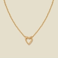Minimalist gold heart clasp necklace featuring a thick textured cable chain design - Cable Chain with Heart Clasp