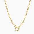 Polished 18K gold vacuum plated oval link chain necklace with round spring clasp - Long Double Layer Thick Chain