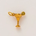 Pendentif verre à cocktail doré avec strass brillants et détail de citron en émail vert - Charme Verre à Vin