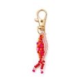 Handmade colorful beaded fish bag charm with golden lobster clasp for keychains - Orange Pink Fish Charm