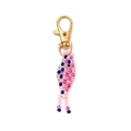 Handmade colorful beaded fish keychain with pink, purple and blue beads in gold hardware - Purple Blue Fish Charm