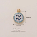 Runder Kupferanhänger MAMA mit blauem Punktmuster und weißem Emaille-Finish - Blauer Runder MAMA Stil