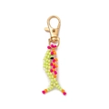 Colorful handmade beaded fish keychain charm with vibrant neon green and pink beads - Green Red Fish Charm