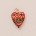 Pink heart pendant with yellow sunflowers and gold ring for DIY jewelry making - No.1 Heart Flower