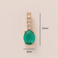 Green emerald style gold plated pendant with 23mm height and 8mm width dimensions - Oval Green Zirconia Pendant Only (Without Chain) (11)