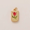 Pendente rettangolare in rame dorato con tulipano rosso e finitura opaca - Pendente rettangolare opaco con tulipano rosso, solo pendente (8小花)
