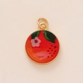 Golden round enamel charm with vibrant red base and pink flower pattern pendant - Orange Pendant (2)