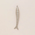 Detailed macro view of silver fish pendant with textured scales and closed loop connector - Silver Scaled Fish (No. 17 Big Fish)