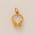 Detailed view of 18K gold plated headphone charm with sparkling cubic zirconia crystals - Zircon Earphone