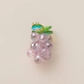 Handmade beaded grape charm with purple faceted crystals and green leaf detail - Purple Grape