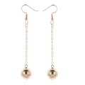 Elegant gold disco ball tassel earrings with long chain links and geometric spheres - Gold