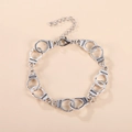 Retro silver handcuff link bracelet with FREEDOM engraving and adjustable lobster clasp - Handcuff Link Style (SH052) / Silver