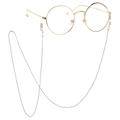 Golden round frame glasses set with silver beaded chain and adjustable silicone loops - Silver